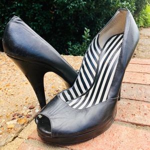 BCBGirls black peep toe heels